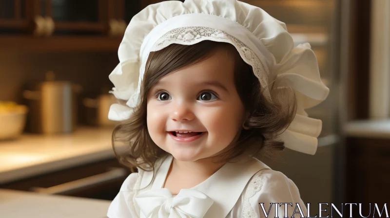 Adorable Smiling Baby Girl Portrait AI Image