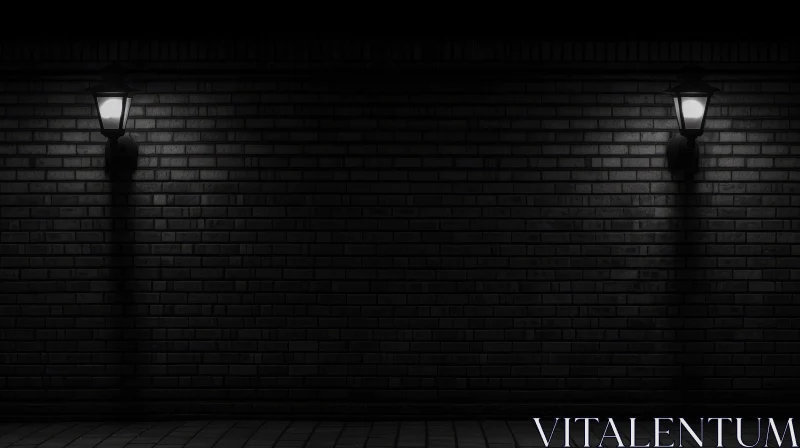 Dark Brick Wall with Lanterns - Moody Texture AI Image