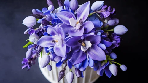 Elegant Purple Orchid Bouquet in White Vase