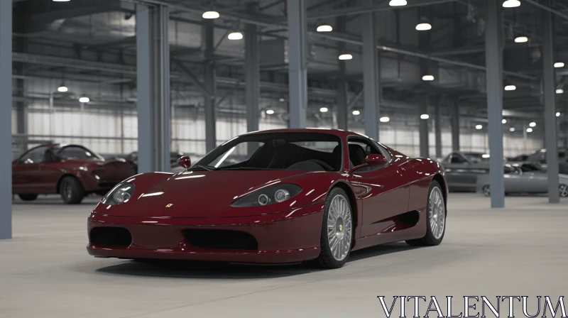 Exquisite 3D Rendered Ferrari Car in a Factory Setting AI Image