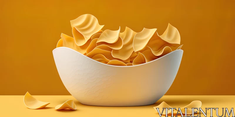 Captivating White Bowl with Crisp Pasta | Hyperrealistic Illustration AI Image