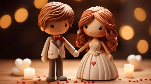 Romantic Wedding Cake Topper 3D Rendering