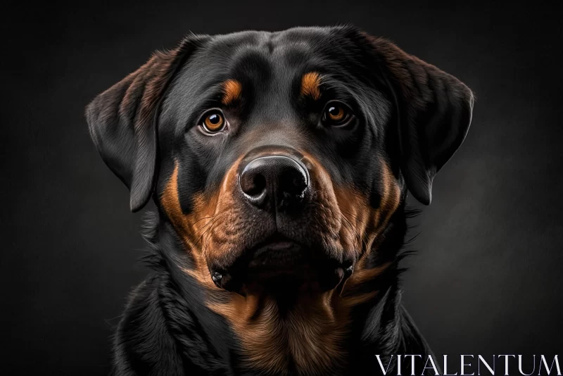 Captivating Rottweiler Dog Portrait | Black and Gold Photography AI Image