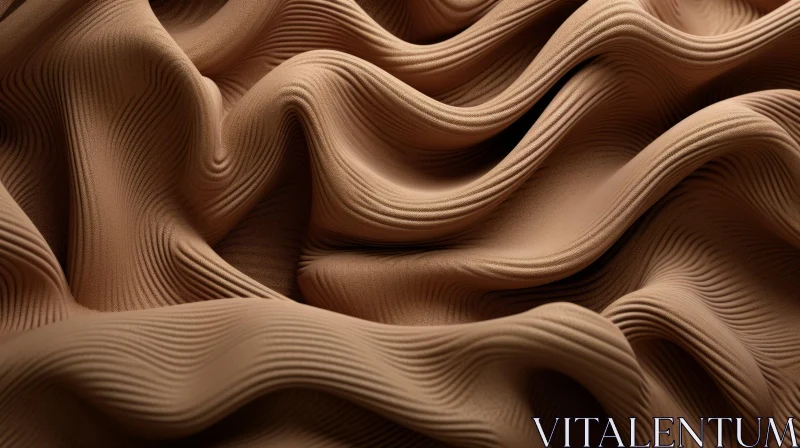 Luxurious Brown Wavy Pattern Fabric Close-Up AI Image