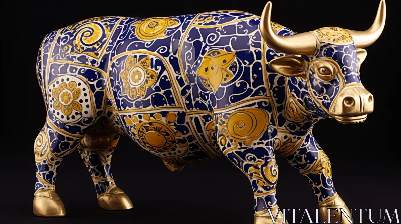 AI ART 3D Spanish-Style Bull Artwork