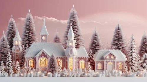Snowy Village Winter Scene - Peaceful and Nostalgic