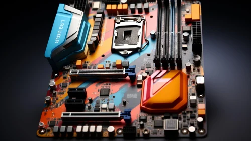 Colorful Computer Motherboard Close-Up