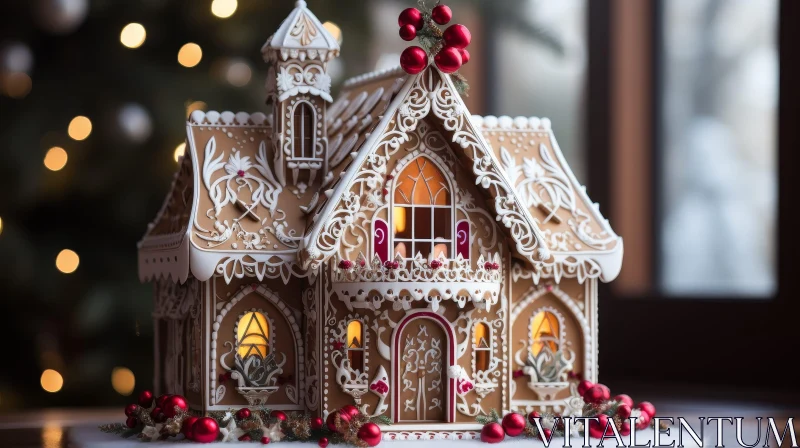 Detailed Gingerbread House - Festive Christmas Decoration AI Image