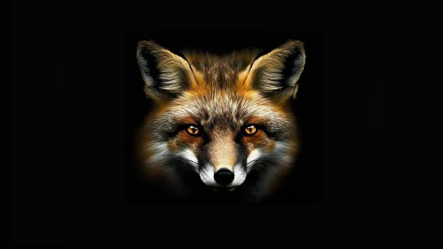 Intense Red Fox Digital Painting