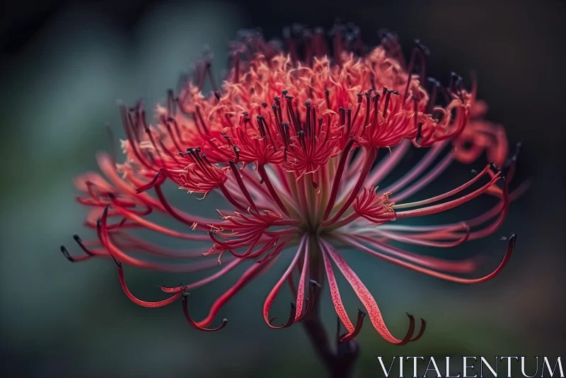 Intricate Patterns and Delicate Lines: A Captivating Image of a Red Flower AI Image