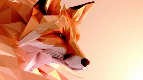 Red Fox Geometric Shapes 3D Illustration