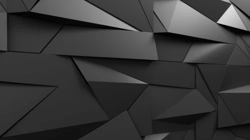 Black Geometric 3D Rendering with Metallic Shine