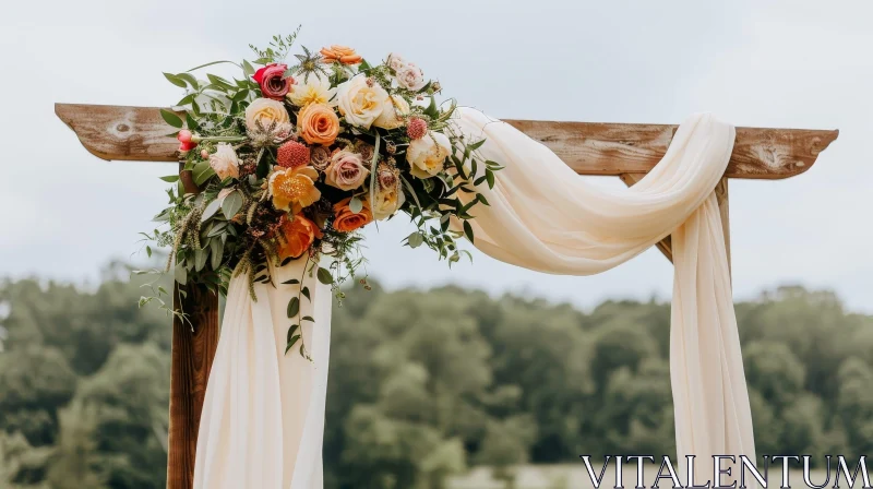 Elegant Wedding Arch with Vibrant Floral Decor AI Image