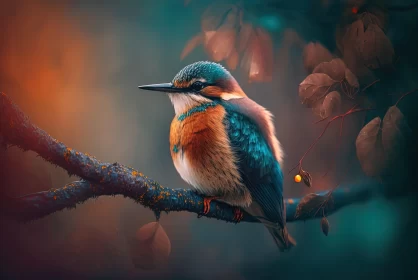 Kingfisher in the Trees HD Wallpaper - Moody Tonalism, Realistic Color Palette