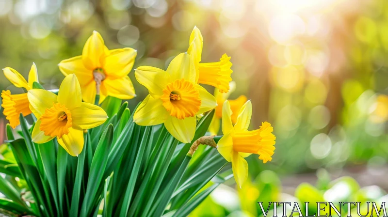 AI ART Beautiful Yellow Daffodils in Full Bloom - Nature Photography
