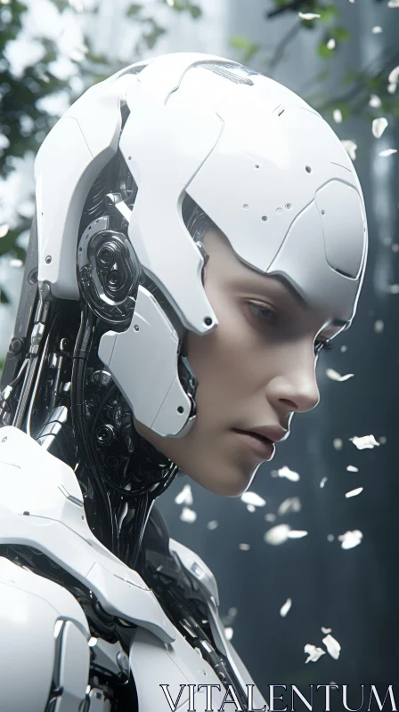 Female Cyborg Portrait - Futuristic Technology AI Image