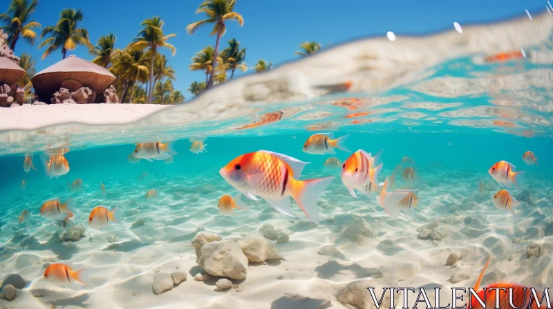 Tropical Beach Underwater World Photo AI Image