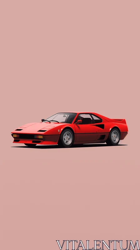 Captivating Red Racing Car on Pink Background | Minimalistic Art AI Image