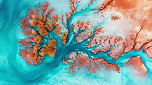 River Delta Aerial Photography: Turquoise Water and Coral Reef