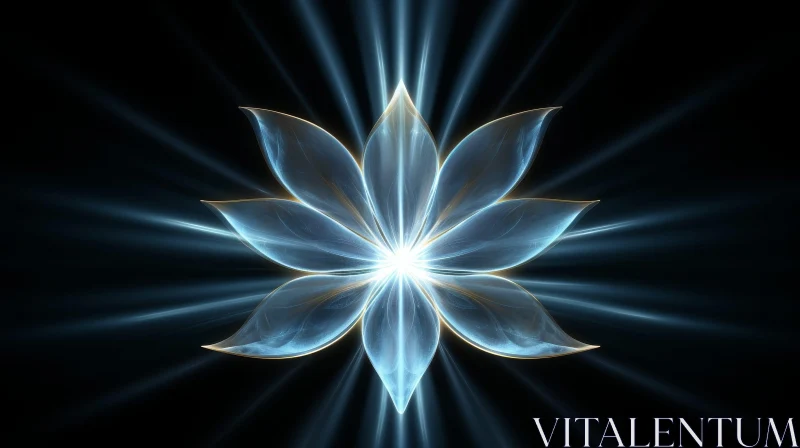 Blue Fractal Flower - Symmetrical Beauty AI Image
