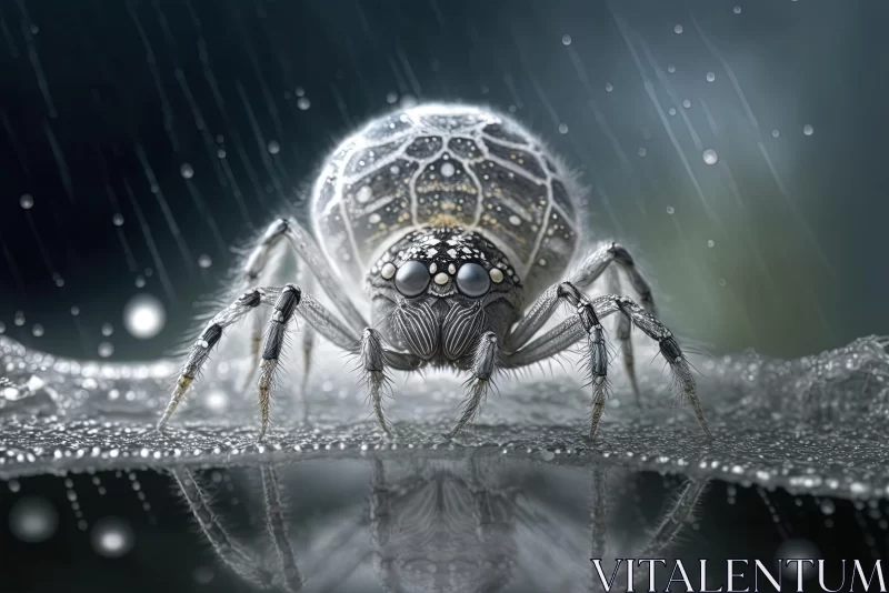 Captivating Spider Illustration with Raindrops | Science Fiction Art AI Image