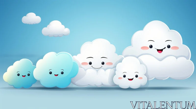 Cheerful Cartoon Clouds Illustration AI Image