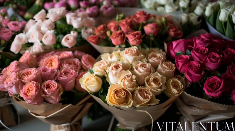 Exquisite Flower Bouquets in Pink, White, Red, and Peach AI Image