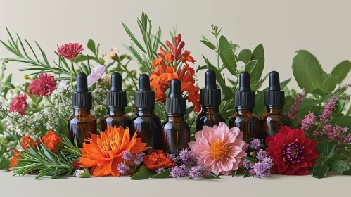 Floral Herbs and Essential Oils with Dropper Bottles