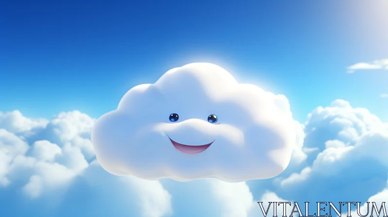 AI ART Happy Smiling Cloud - 3D Cartoon Rendering
