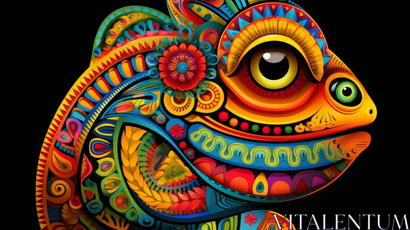 AI ART Colorful Chameleon Illustration - Digital Art