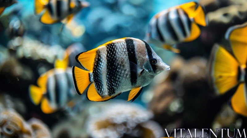 Colorful Sergeant Major Fish in Blue Ocean AI Image