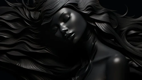 Dark-Skinned Woman 3D Portrait