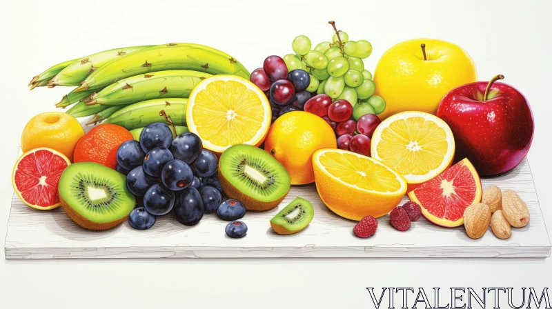Exquisite Variety of Fruits Still Life AI Image