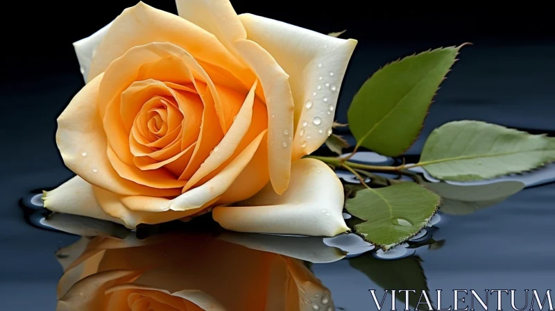 AI ART Orange Rose Floating in Water - Captivating Floral Beauty