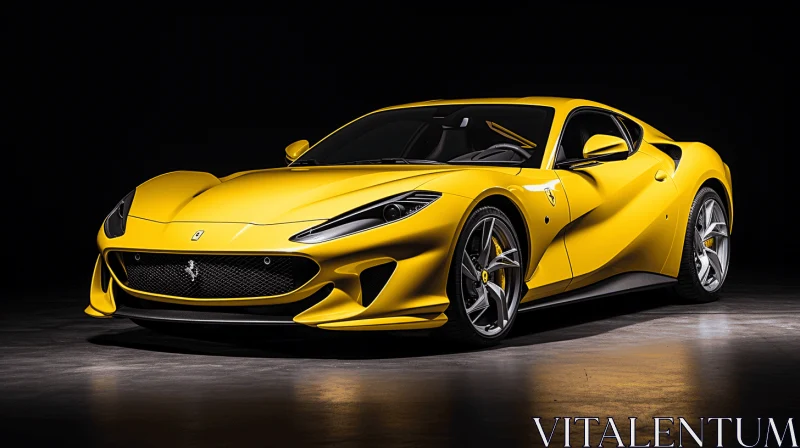 Stunning Yellow Sports Car on Black Background | Dynamic Energy Flow AI Image