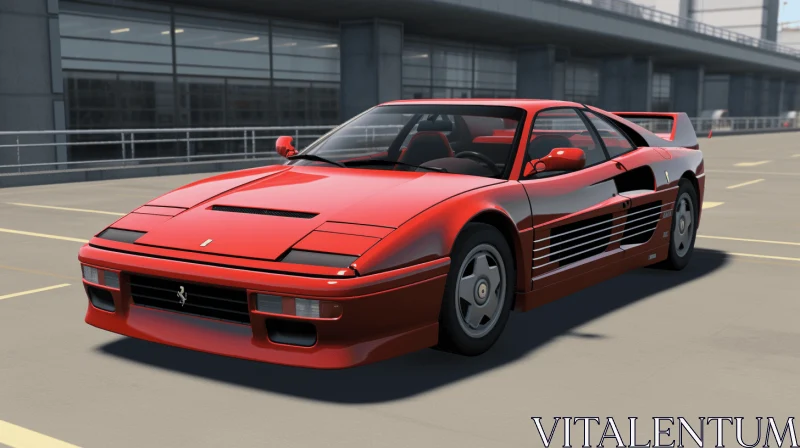 Red Ferrari Street Racing | Hyper-Detailed 1980s Car Art AI Image