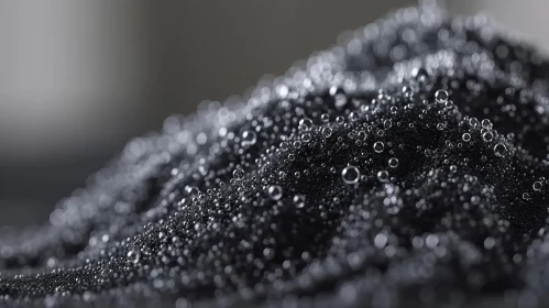 Spherical Water Drops on Dark Textured Surface