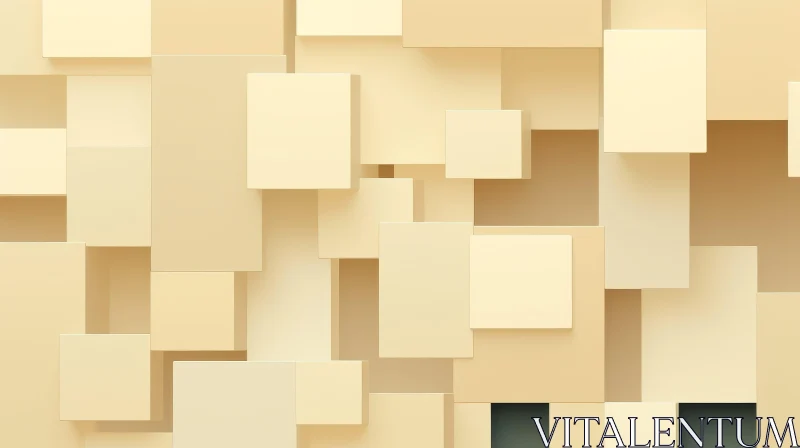 Abstract Geometric 3D Rendering - Beige Cubes Background AI Image
