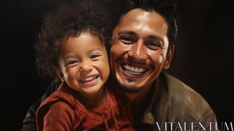 Joyful Father and Son Embracing in Studio AI Image