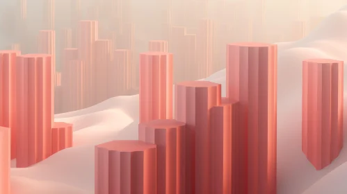 Pink and White Abstract 3D Landscape