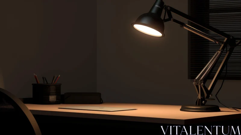 Wooden Desk Lamp 3D Rendering AI Image