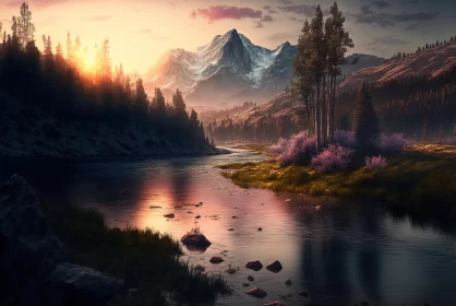 Breathtaking Mountain Landscape at Sunset | Hyper-Realistic Artwork