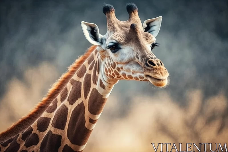 Captivating Close-Up Portrait of a Giraffe in the Early Morning Sun AI Image