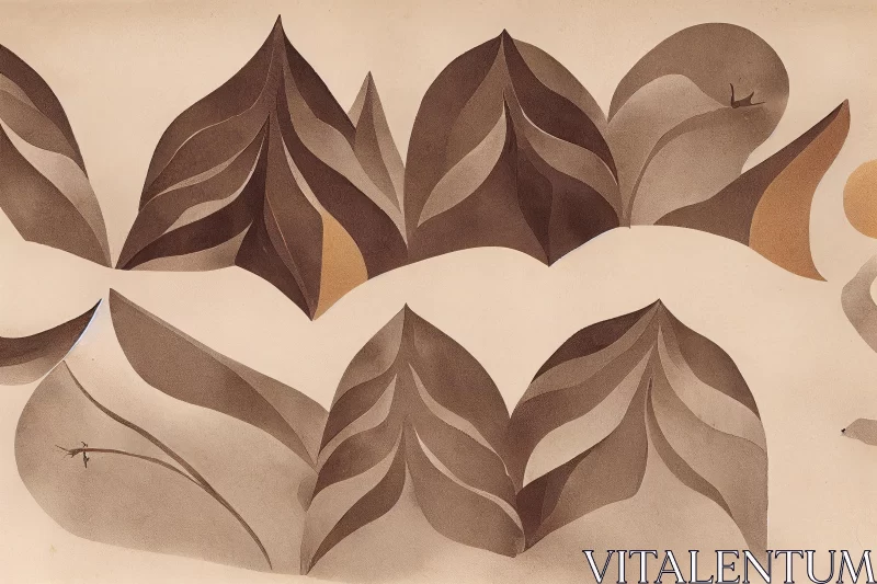 Captivating Drawing of Leaves in Brown and White | Vienna Secession Inspired Art AI Image