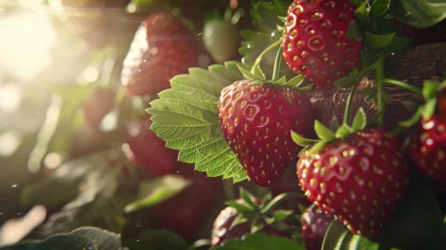Glistening Ripe Strawberries in Sunlight