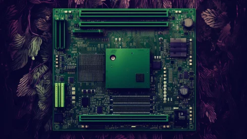 Green Computer Motherboard Close-up