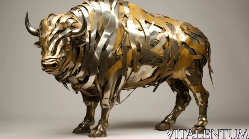 Metal Bull 3D Rendering: Detailed and Realistic Artwork AI Image