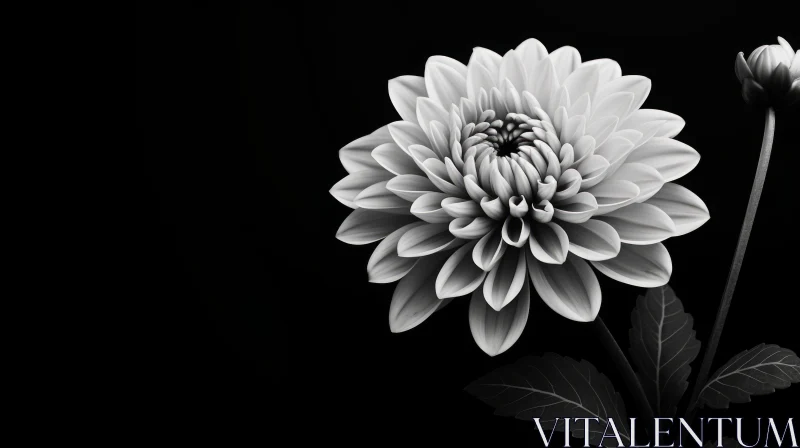 Monochrome Dahlia Flower in Full Bloom AI Image