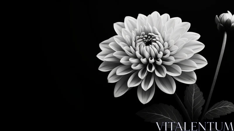 Monochrome Dahlia Flower in Full Bloom