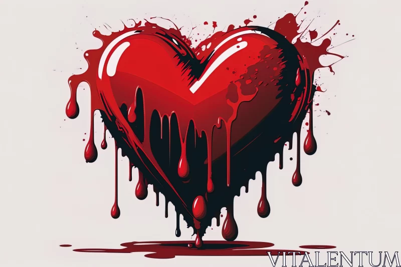 Red Heart Painting in Gothic Style with Dripping Paint